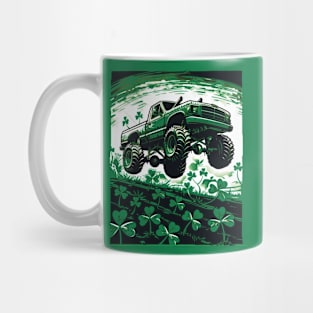 Shamrock Crusher Monster Truck Illustration Mug